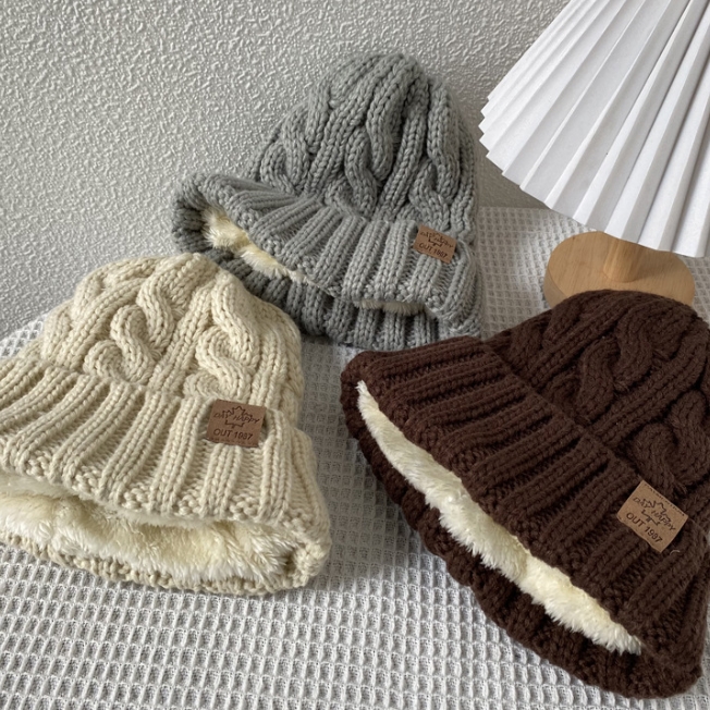 韓国風 秋冬人気    レディース かわいい ニット帽 裹起毛 厚手キャップ 韓国ファッション5色
