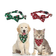 クリスマス・ペットカラー、コットンペットボウタイベル猫首輪、犬用首輪、ドッグトライアングルタオル