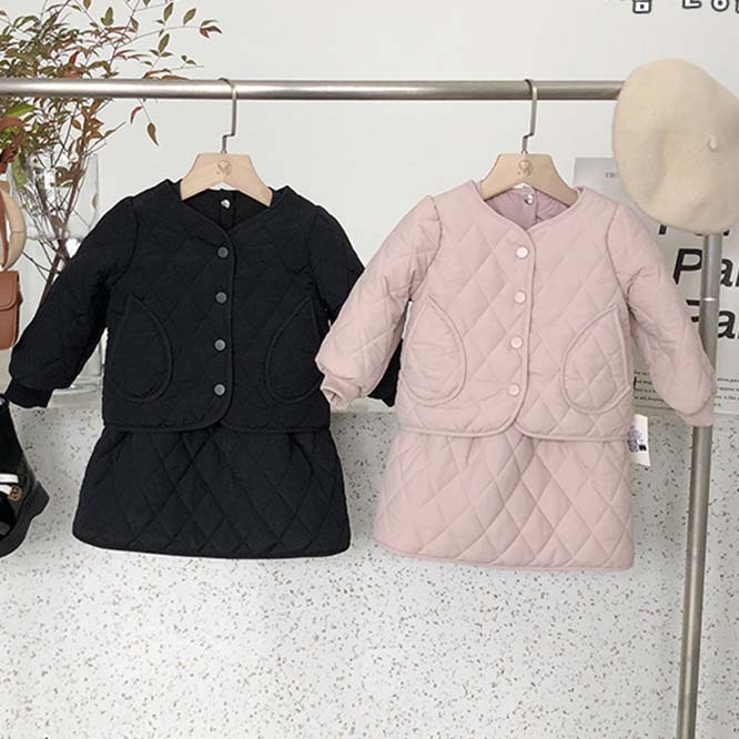【2022冬新作】韓国風子供服 ベビー服 キッズ 女の子 アウター コート ジャケット＆ノースリーブワンピース