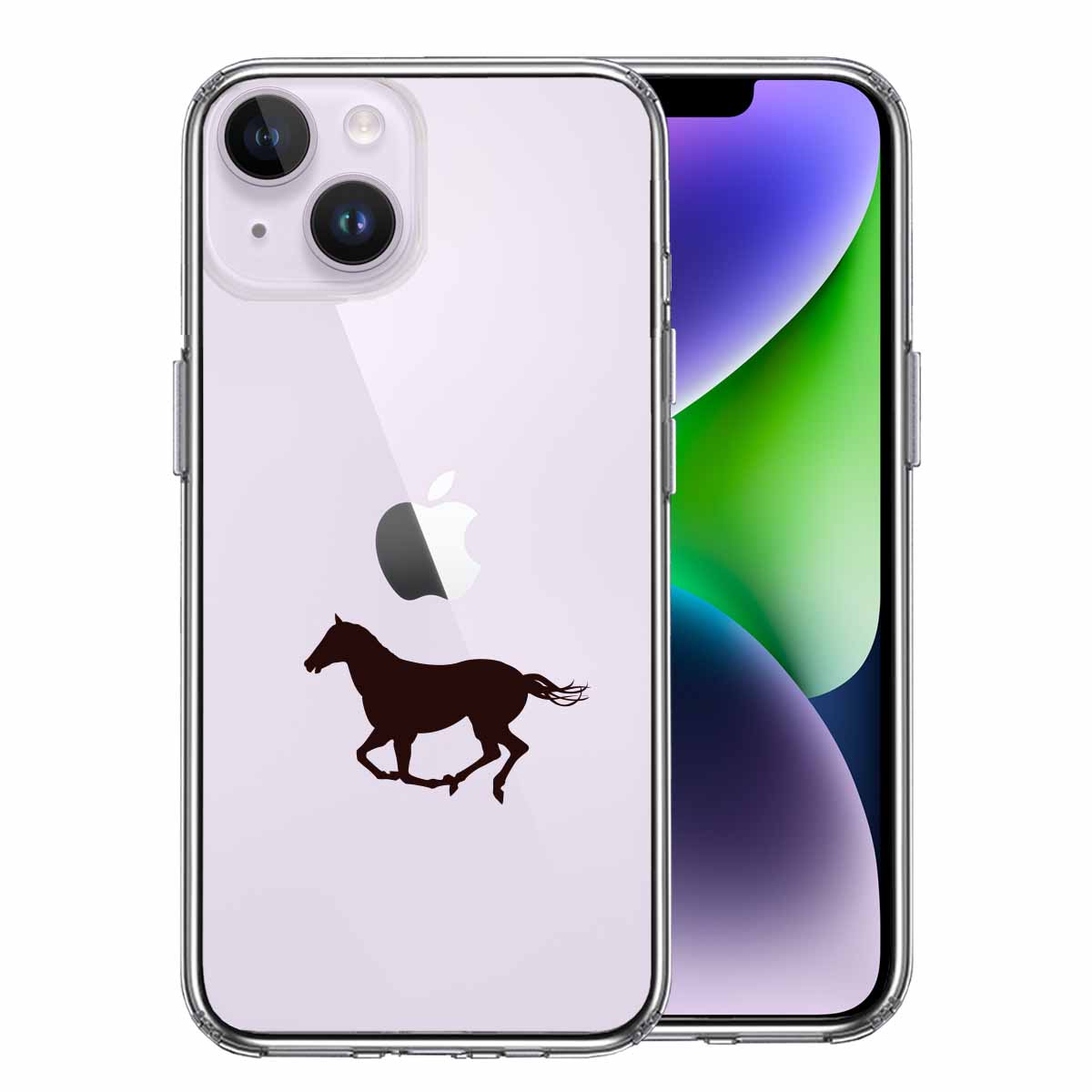 iPhone 14 Plus 側面ソフト 背面ハード ハイブリッド クリア ケース 馬 サラブレット