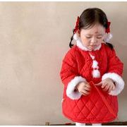 新年 韓国風子供服 秋冬 ベビー服  キッズ  トップスワンピース 裹起毛 防寒 厚手 長袖 カーディガン