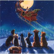 グリーティングカード クリスマス「サンタを見送る犬たち」 メッセージカード