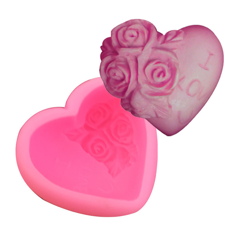 石鹸ローソク アロマキャンドル バスボール素材 シリコンモールド レジン枠 バレンタイン 粘土 薔薇ハート