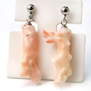 ピアス　天然桃珊瑚　サンゴ　突き刺し型　シルバー　SV　日本産　日本製　生命力　幸せ