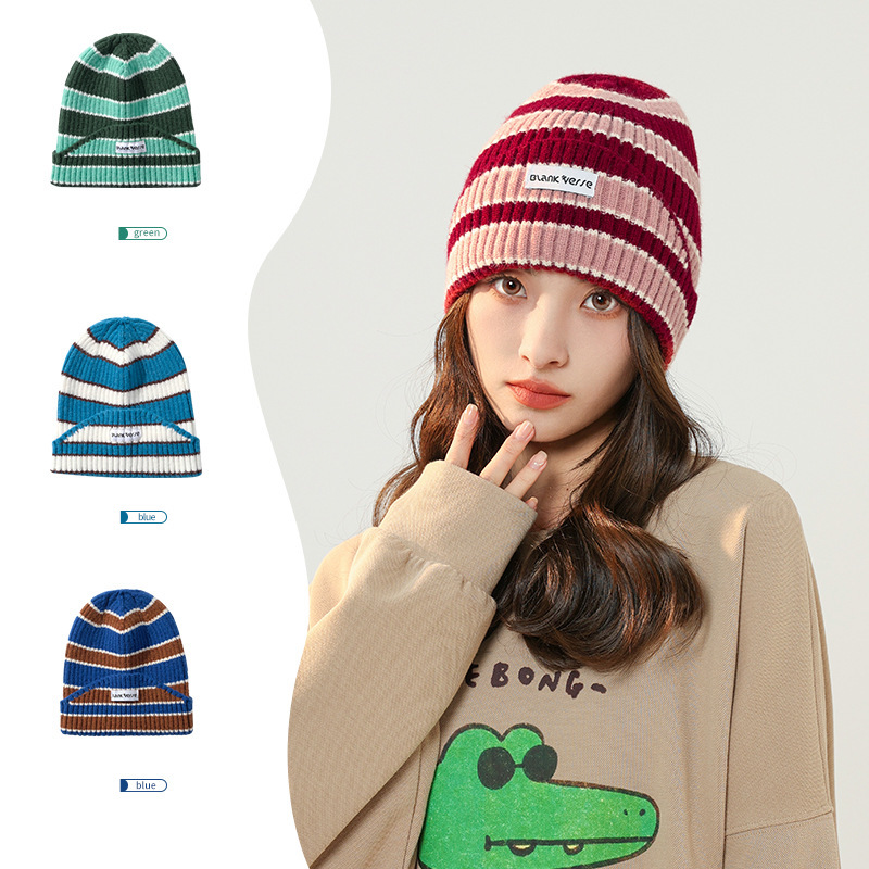 6色☆ボーダーニット帽 帽子 ファッショングッズ レディース メンズ 秋冬 ふんわり 韓国風 暖かい