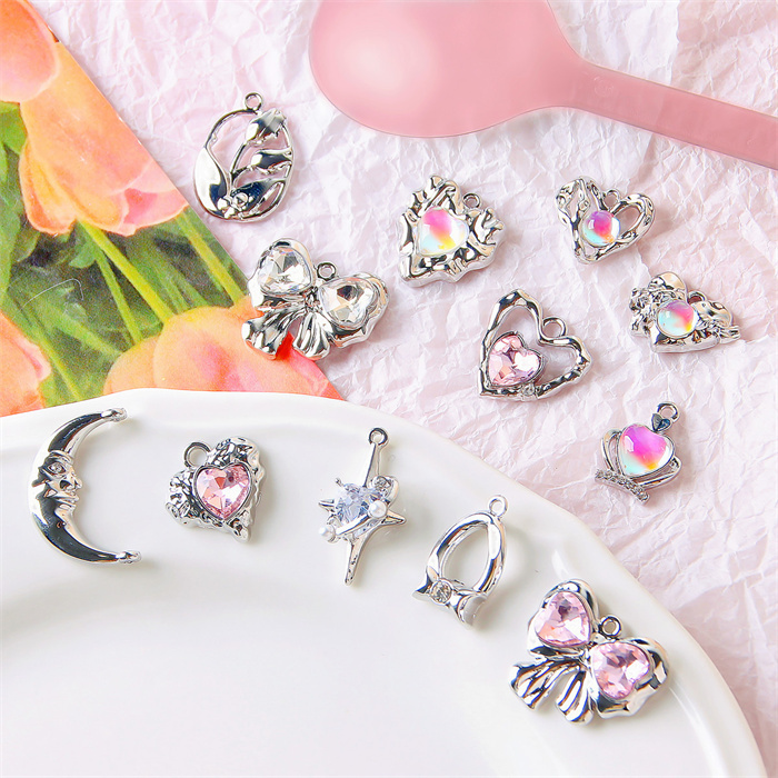 13種】月 ハート ピンク 丸カン付き チャーム アクセサリーパーツ