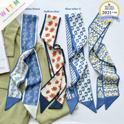 韓国風 花柄 スカーフ 92*6cm 細スカーフ ネッカチーフ バッグスカーフ 長方形スカーフ バッグ飾り