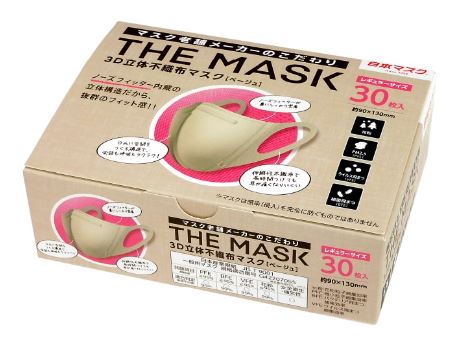 ＴＨＥ　ＭＡＳＫ ３Ｄ立体不織布マスク ベージュ レギュラーサイズ ３０枚入