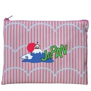 【新登場！安心の日本製！有名観光スポット柄の和雑貨！】MIKE TABI フラットポーチ JAPAN ピンク