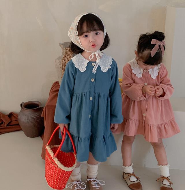 2023春夏人気 韓国子供服 子供服 スカート人形の襟 キッズ服 女の子 ワンピース ベビー服 2色