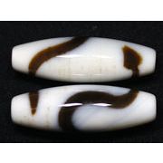 【天珠ビーズ】高級風化天珠3.8cm 白蛇 (白地に茶模様タイプ)