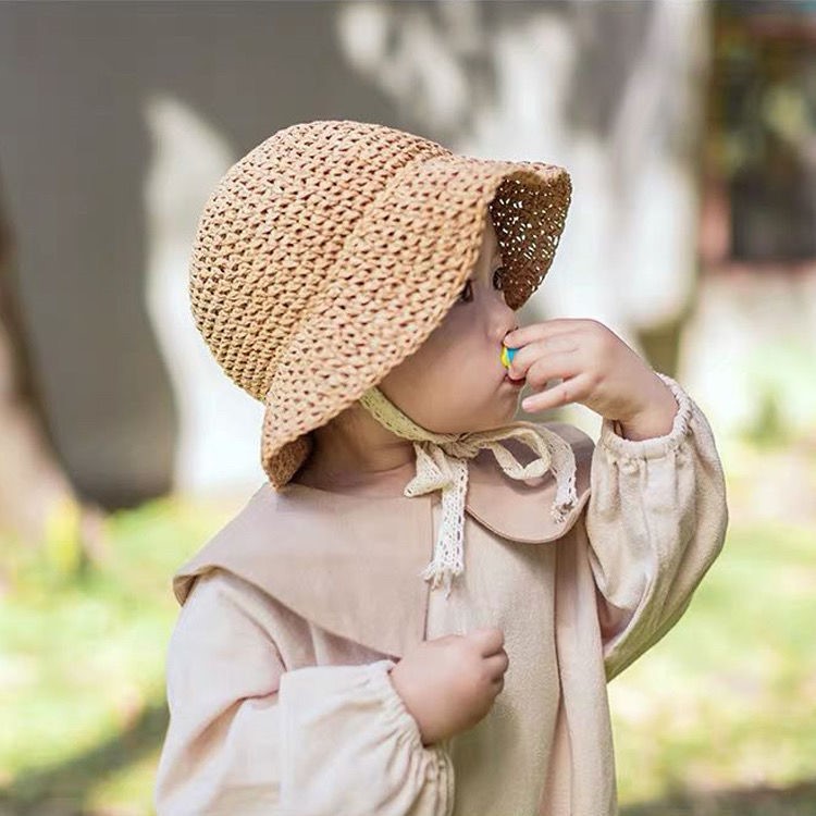 子供用帽子・日よけ・麦わら帽子・アウトドア・ビーチキャップ・ファッション・