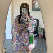 ガールズ トップス シャツ 総柄 ポロシャツ ヴィンテージ 夏