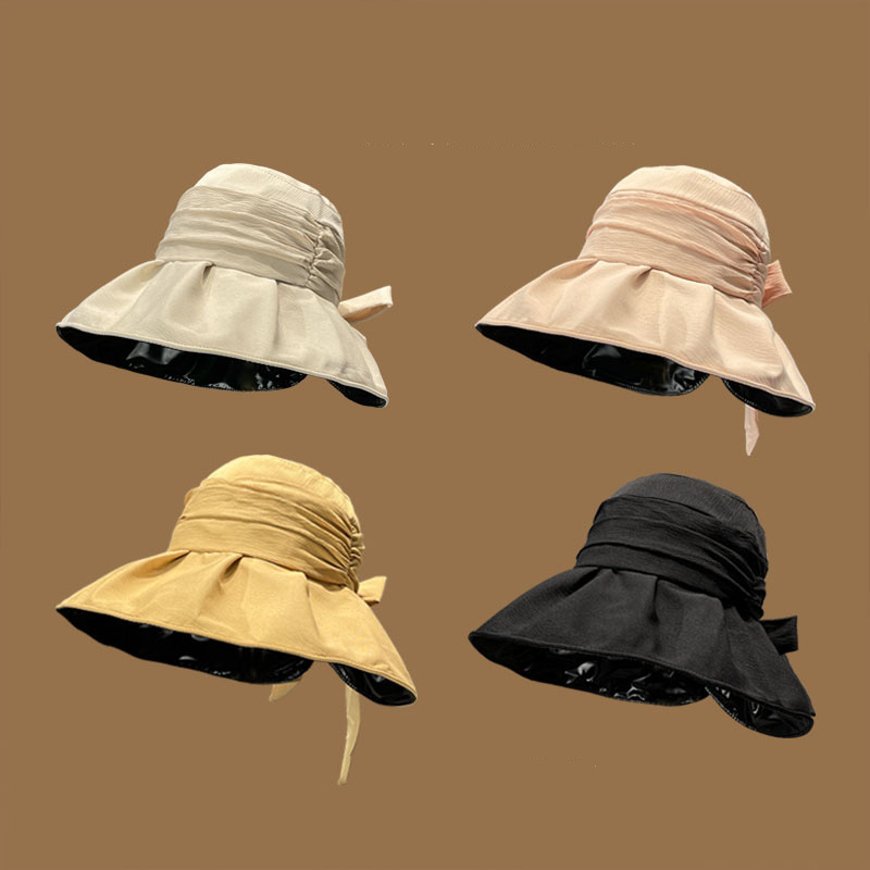 つば広帽子　紫外線対策　uvカット　夏　つば広　韓国ファッション　日よけ帽子　蝶結び