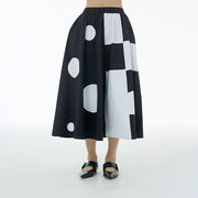 2023夏新作欧米ファッション婦人服シャツドット幾何学プリントゆったり着やせハーフスカート