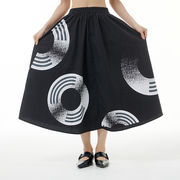 2023夏新作婦人服ゆったり着やせハーフスカート円形ストライププリント半身スカート