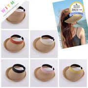 新作 夏定番 サンバイザー 帽子 草編み uvカット つば広 紫外線対策 レディース