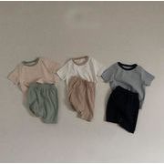 2023夏人気   韓国風子供服   キッズ   ベビー服   トップス+ズボン   半袖   セットアップ   3色