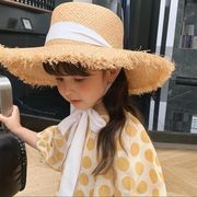 夏新作 韓国風子供服  キッズ 帽子  子供帽子  日よけ帽  紫外線UVカット  日焼け止め  草編み帽子 3色