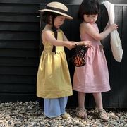 夏人気 韓国風子供服   キッズ   ワンピース  チョッキ    女の子  袖なし   2色