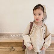2023秋新品   韓国ファッション  子供服  ベビー服   女の子  綿麻  長袖   シャツ  トップス   2色