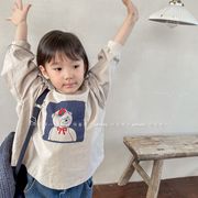 2023秋新品   韓国風子供服  ベビー服   長袖   Tシャツ  トップス   かわいい   男女兼用  2色