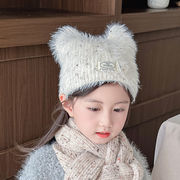 2024秋冬新作  ins 韓国風  ハット  子供用   キッズ   可愛い  もふもふ  ニット帽子  6色