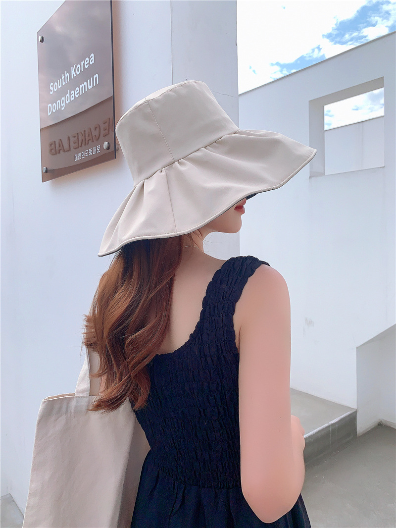 キャペリン日焼け止め帽子女性韓国大帽子庇バケットハット紫外線防止顔カバー日よけ帽子