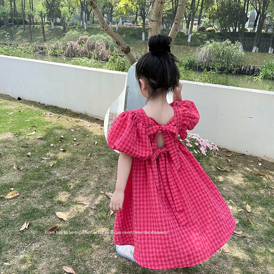 女の子  子供服  ワンピース  蝶結び  プリンセススカート  夏  バブル袖  半袖