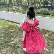 女の子  子供服  ワンピース  蝶結び  プリンセススカート  夏  バブル袖  半袖