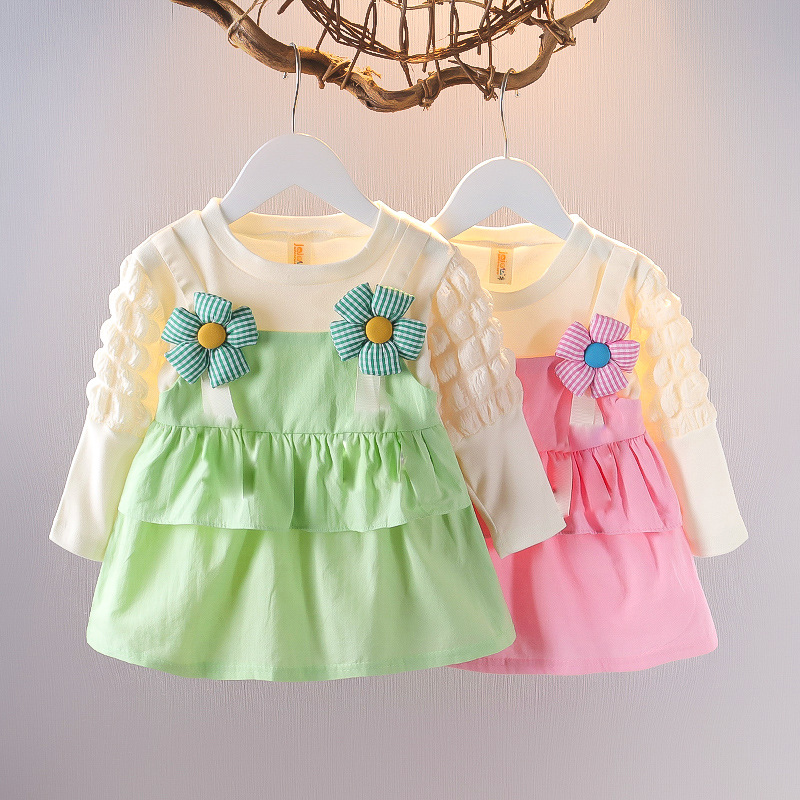 女の子  子供服  夏 ワンピース  プリンセススカート 長袖  2枚 ファッション