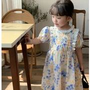 2023夏服新作 ベビー服 ワンピース 可愛い 花柄 韓国子供服 ブラウス 子供服 韓国風 90-130