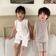 【2023夏新作】ins 韓国風子供服 ベビー服  チョッキ中ズボン2枚セット 2色 80-150CM