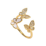 ゴールド蝶の指輪女性のファッションデザイン感いペアリングドリルテールリング