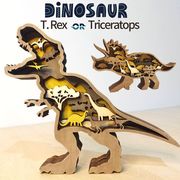 インテリア ティラノサウルスorトリケラトプス 置物 木製 オーナメント Birthday ダイナソー ジュラ紀