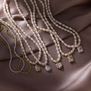 夏新作　パールネックレス　デザイン　アクセサリー　韓国ファッション　真珠　淡水パール
