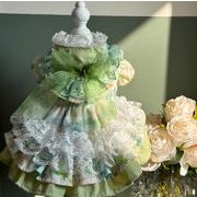 グリーンドレス 手作り犬服 猫服   ネコ雑貨  ペット服 ペット用品  ワンピース 犬用品 ドッグウェア