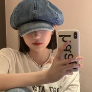 韓国風  新作 レディース   ハット  デニム  帽子  キャップ  ベレー帽 ファッション  2色