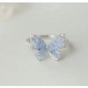 ブルー 蝶    韓国風  アクセサリー リング  指輪   レディース   簡単  ファッション小物
