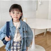 韓国風子供服  キッズ  ベビー服  トップス   コート  男女兼用  刺繍   デニム  カーディガン  2色