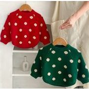 2024 冬新作  韓国風   子供服  ベビー服  キッズ   トップス ニット セーター ドット  2色