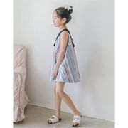 韓国子供服 ロングワンピース　リゾートワンピース　フォーマルワンピース 女の子 ストライプ