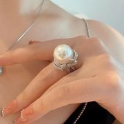 精致真珠☆開口指輪☆欧米のファッション☆レディース用リング☆人気☆アクセサリー☆彡　