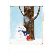 ポストカード イラスト 山田和明「雪だるま(全体)」105×150mm 郵便はがき