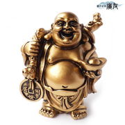【風水 開運 インテリア】樹脂製 金布袋 (元宝) ハッピーブッダ happy buddha statue