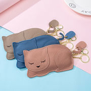 財布　小銭入れ　コインケース　猫　デザイン　かわいい　本革　leather coin purse　全5色