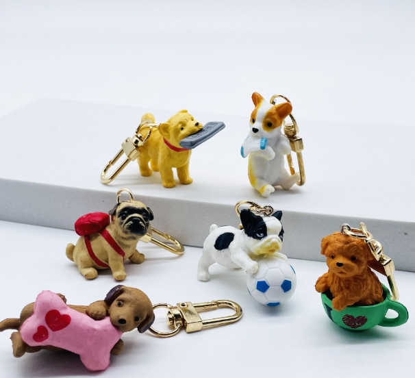 キーホルダー   ファション小物  プレゼント   バッグチャーム   ストラップ  ミニチュア  犬  6色