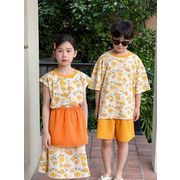 人気新品   ワンピース キッズ服   2点セット  韓国風子供服  2色