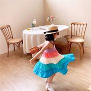 子供服 ワンピース キッズ 女の子 夏 ノースリーブ キャミソール フリル 韓国子ども服 子供ドレス