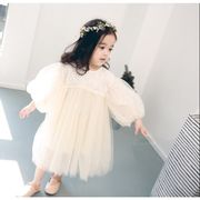 韓国子供服 女の子 アイボリー ワンピース レースドレス ドレス チュール チュチュ スカート